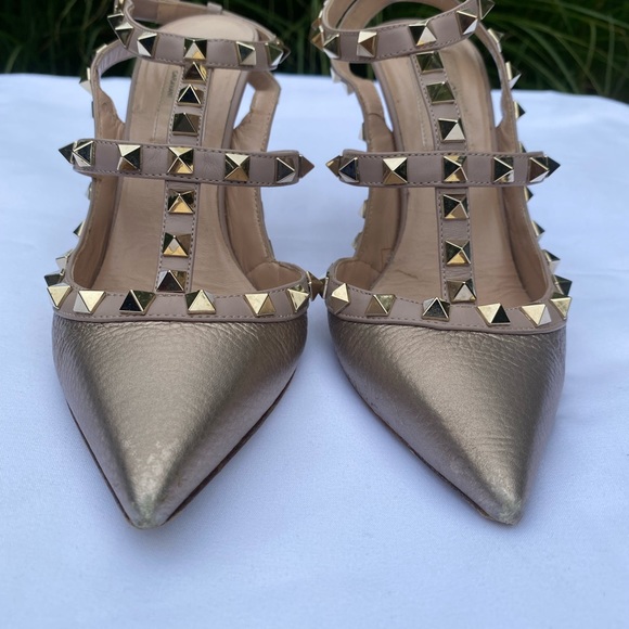 AUTHENTIC PRELOVED VALENTINO ROCKSTUD METALLIC ANKLE STRAP PUMP 100 MM - Picture 2 of 7